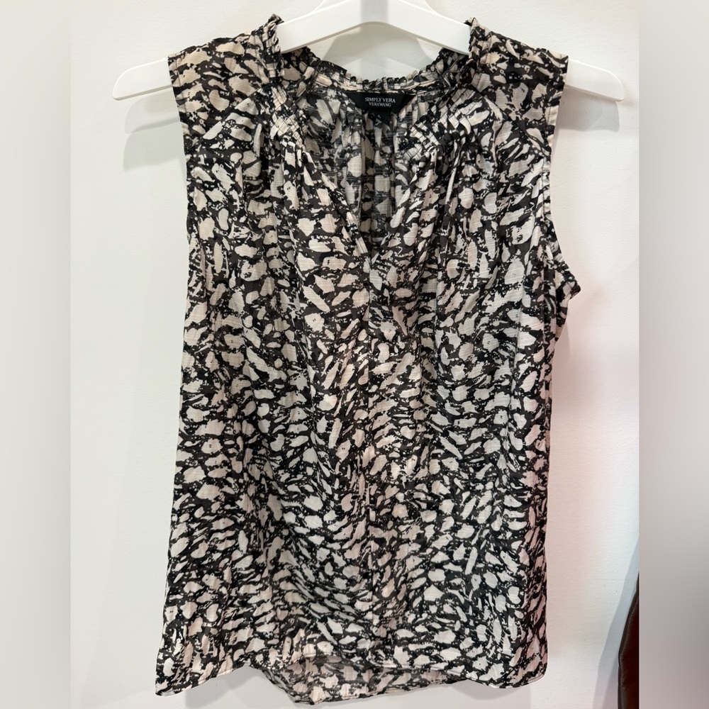 Simply Vera Vera Wang Black and Cream Sleeveless Printed Camisole